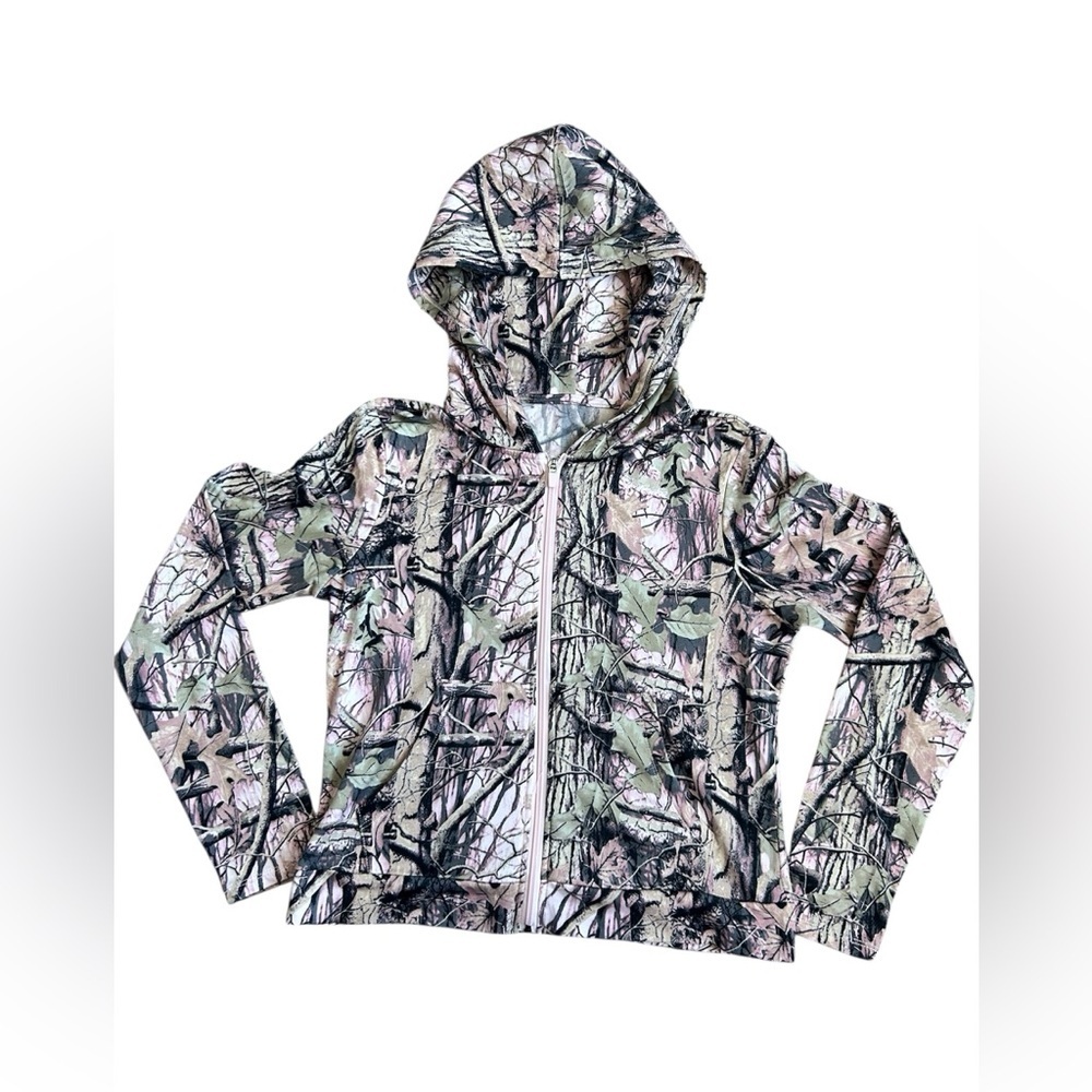 Free for All women’s soft lightweight pink camo zip up hoodie XL